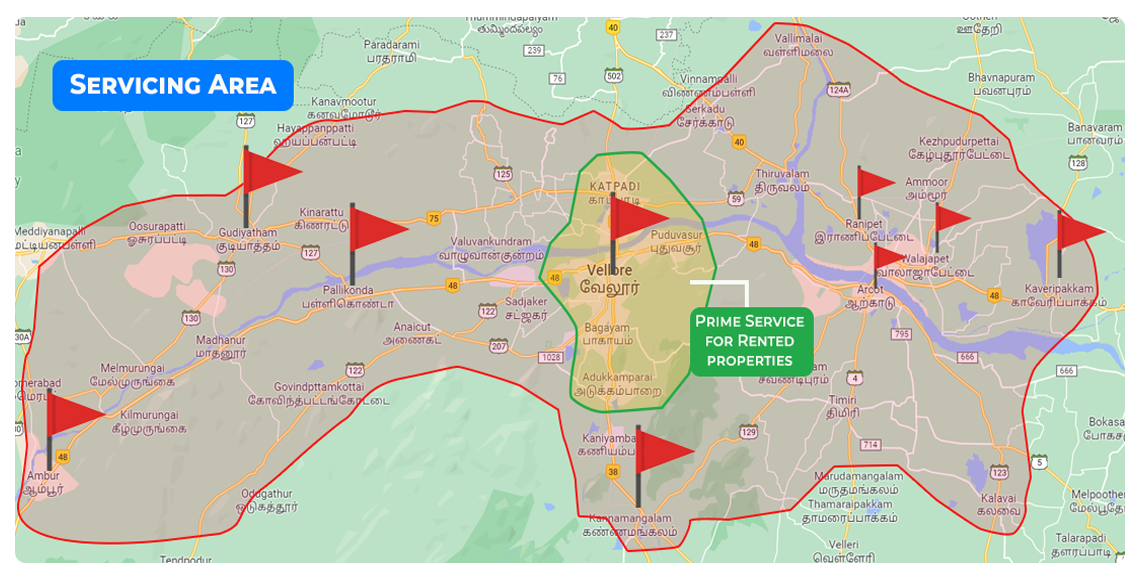 Vellore Real Estate Servicing Map